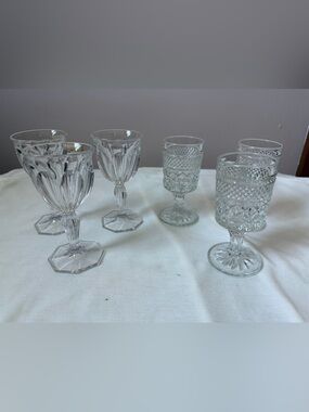 Vintage-Style Clear Glass Goblet Set - Elegant Stemware